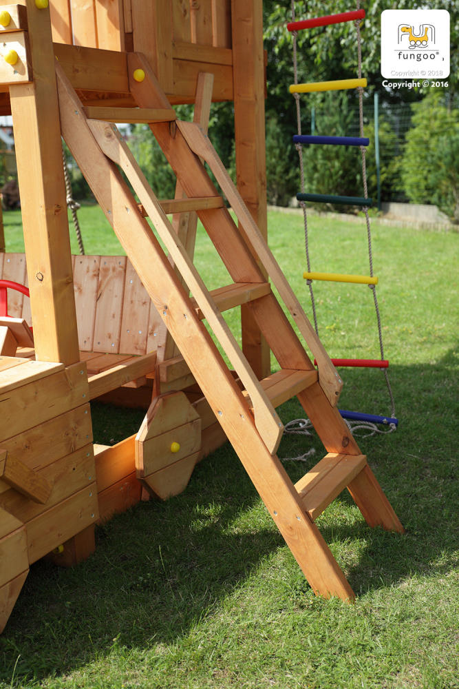 Fungoo Spielturm JOY, teak-farben lasiert