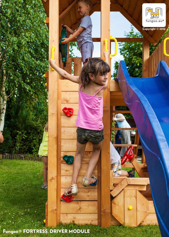 Fungoo Spielturmset FORTRESS SPIDER+, teak-farben lasiert