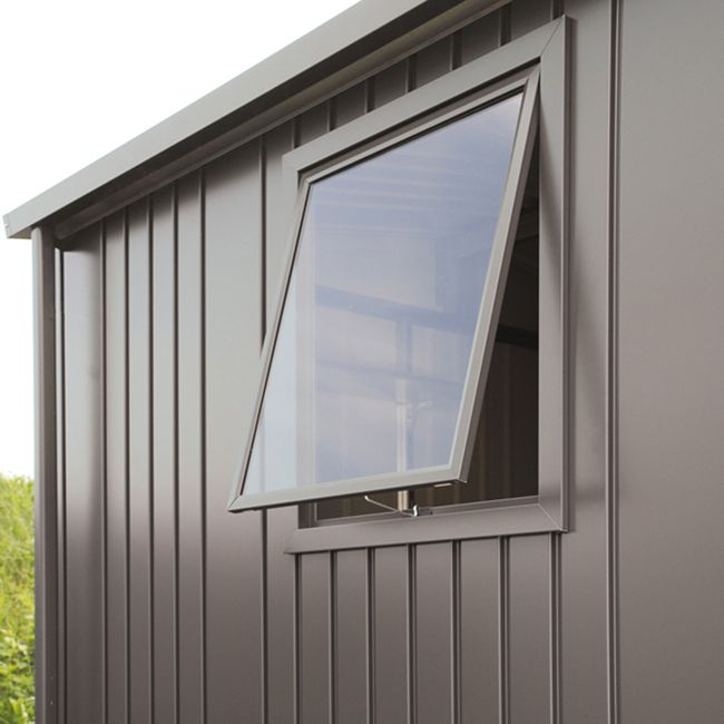 biohort Gartenhaus HIGHLINE H4 Window Edition quarzgrau-metallic mit Doppeltür, 257x257 cm