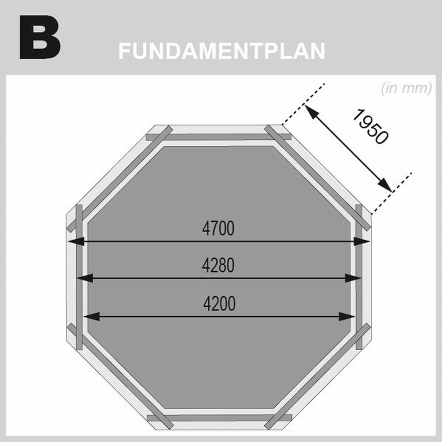 Karibu Pool Modell 2A Classic 470x470 cm, Holz kdi mit blauer Poolfolie