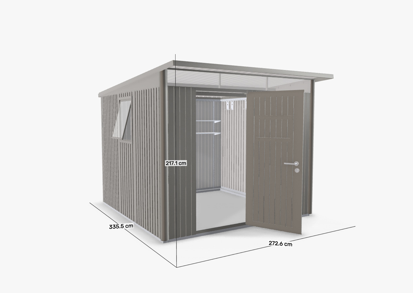 biohort Gartenhaus AvantGarde A7 Window Edition quarzgrau-metallic mit Standardtür, 257x257 cm