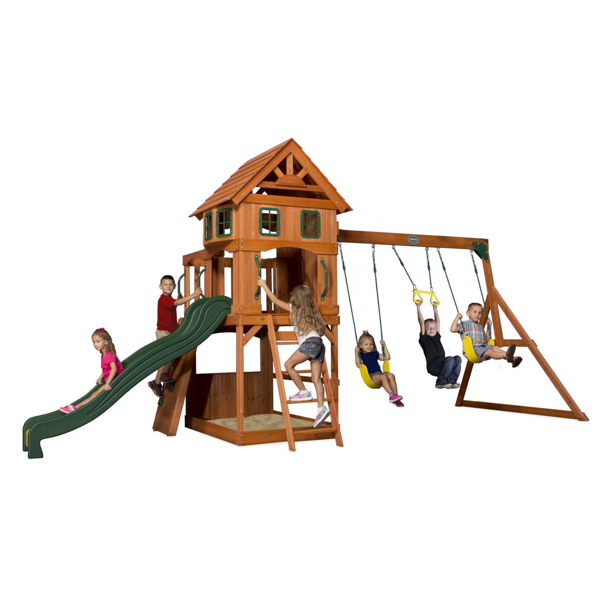 Kinderspielturm Atlantic mit Schaukel und Rutsche von Backyard Discovery