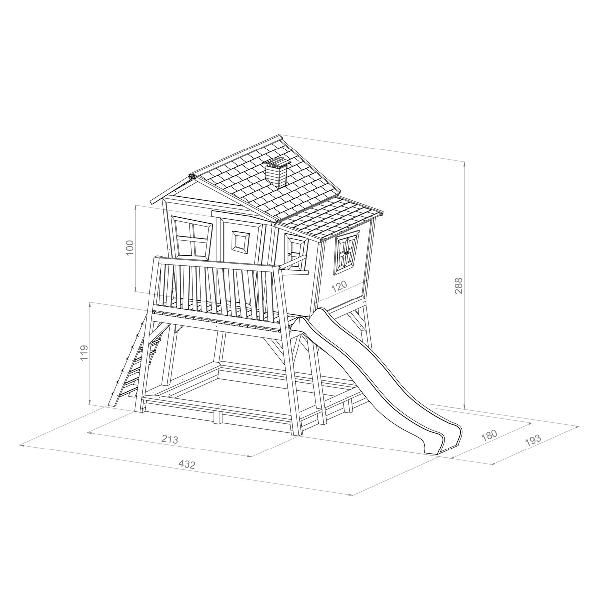 AXI Stelzenhaus Max braun/grün, Rutsche weiß