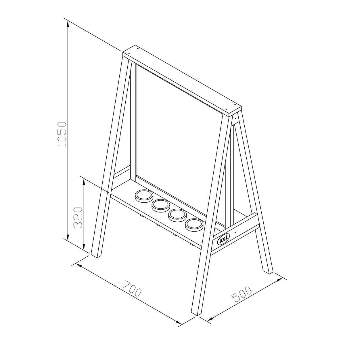 axi Staffelei Eric mit Acrylglas-Leinwand, naturbraun