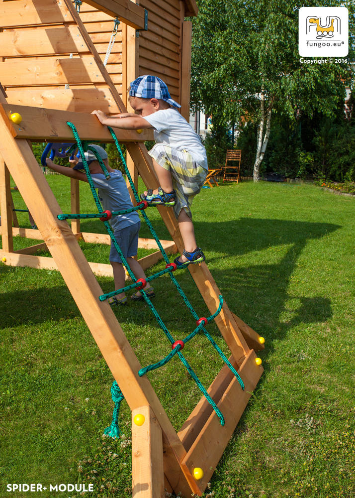 Fungoo Spielturmset My HOUSE SPIDER+, teak-farben lasiert