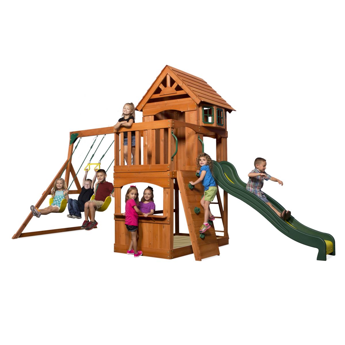 Kinderspielturm Atlantic mit Schaukel und Rutsche von Backyard Discovery