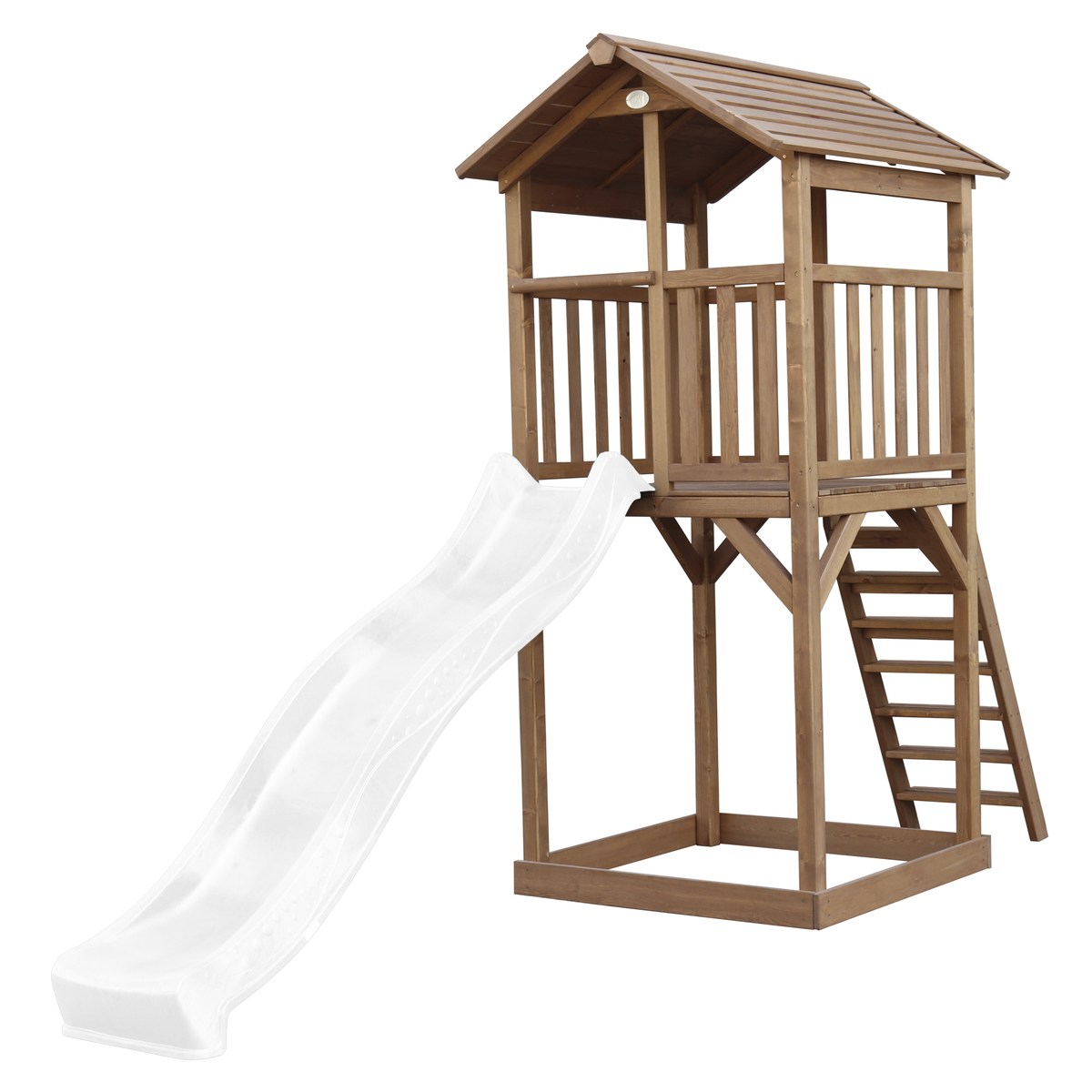 Spielturm Beach Tower Basic braun mit Rutsche weiß