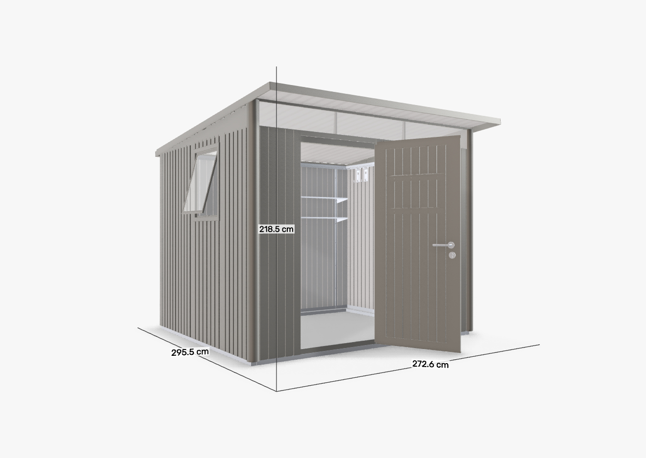 biohort Gartenhaus AvantGarde A6 Window Edition quarzgrau-metallic mit Standardtür, 257x217 cm
