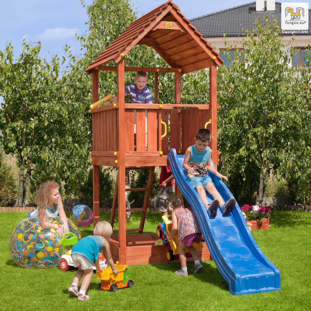 Fungoo Spielturm JOY, teak-farben lasiert