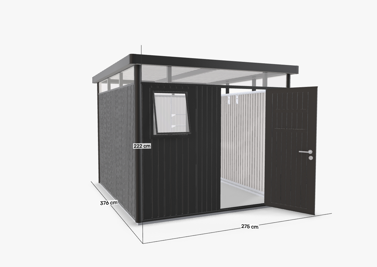 biohort Gartenhaus HIGHLINE H5 Window Edition dunkelgrau-metallic mit Standardtür, 257x297 cm