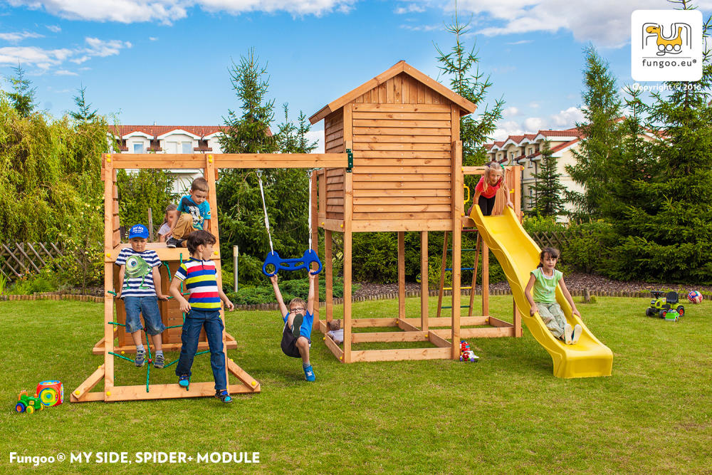 Fungoo Spielturmset My SIDE SPIDER+, teak-farben lasiert