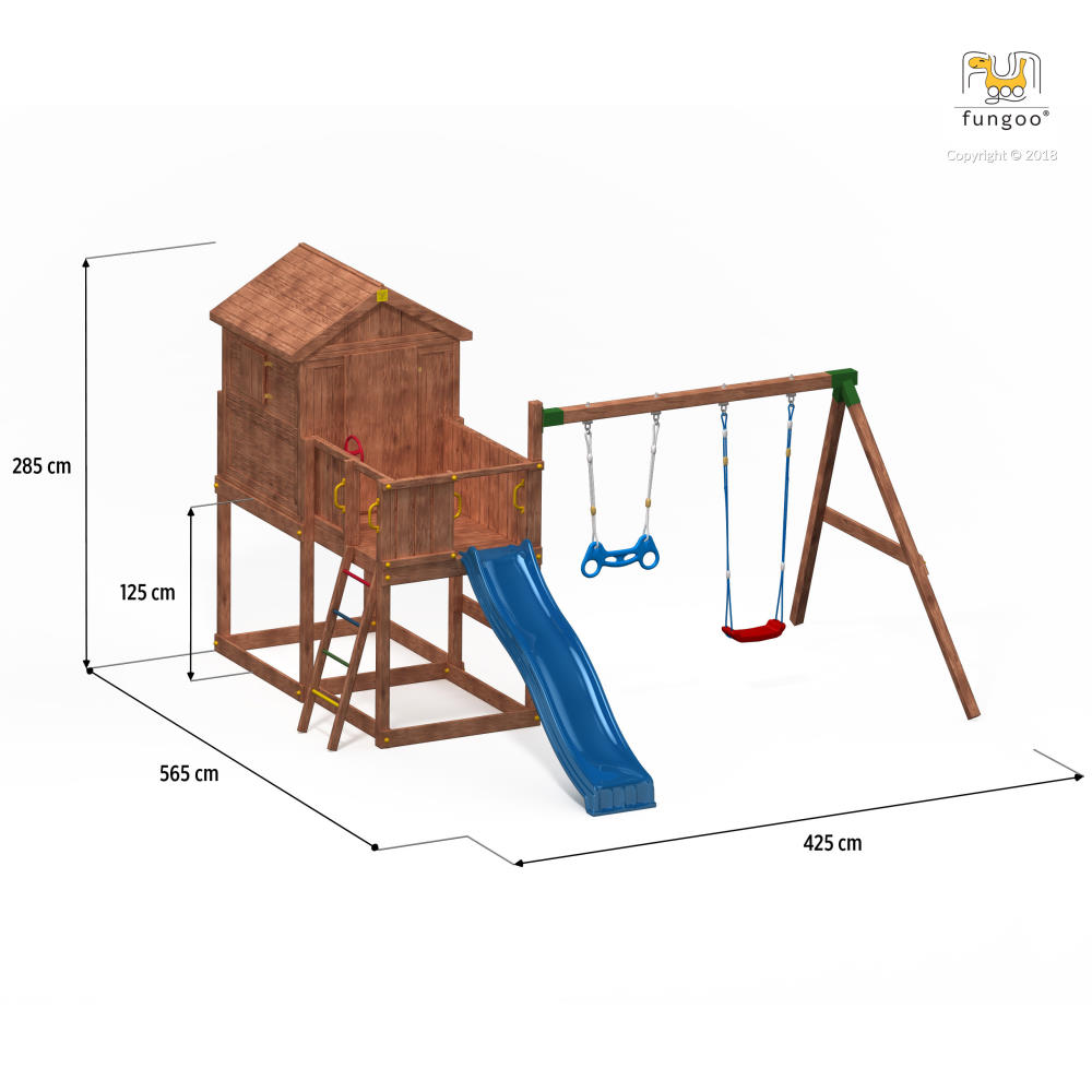 Fungoo Spielturm-Set My HOUSE MOVE+, teak-farben lasiert