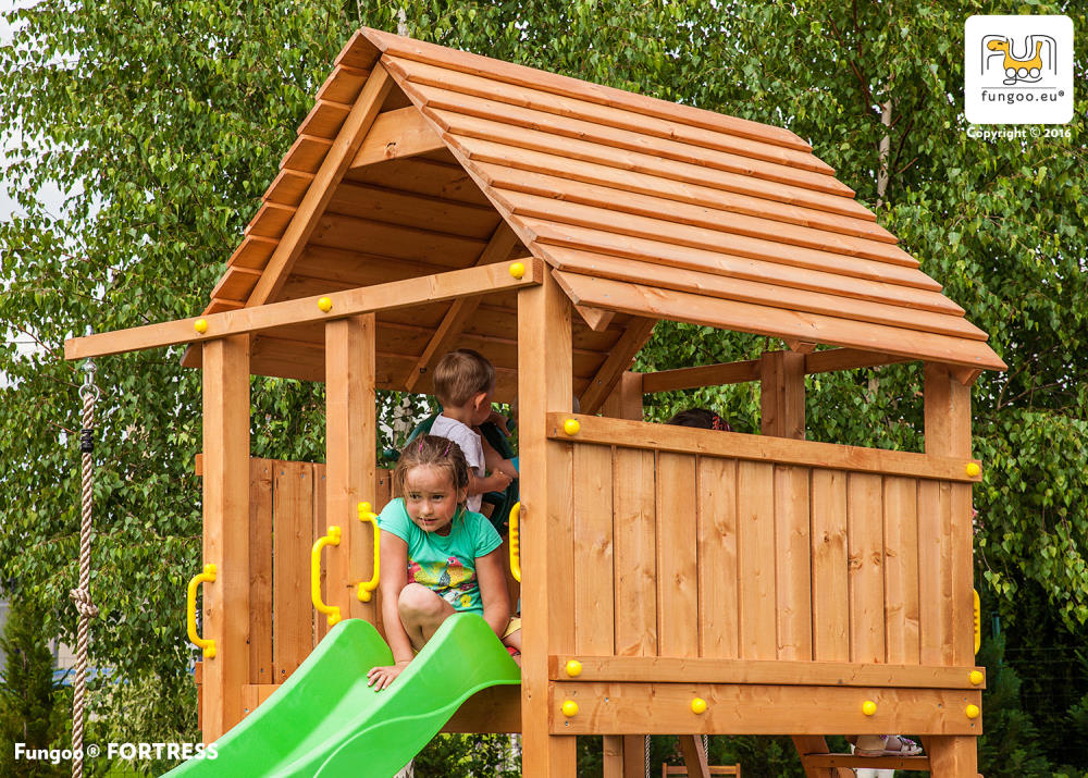 Fungoo Spielturm FORTRESS, teak-farben lasiert