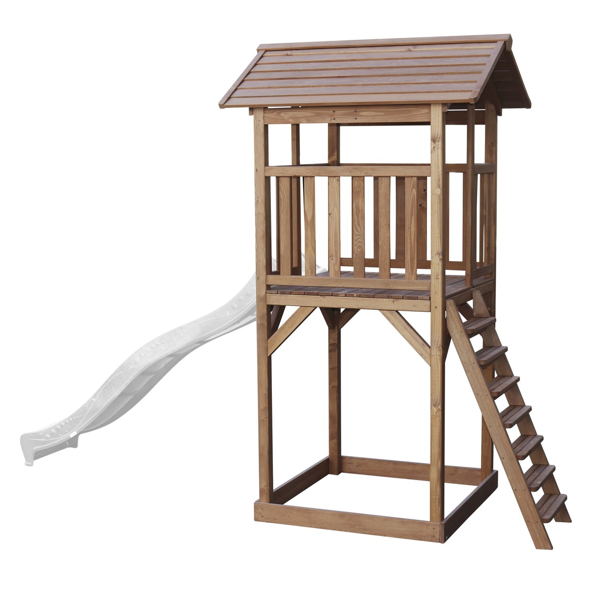 Spielturm Beach Tower Basic braun mit Rutsche weiß