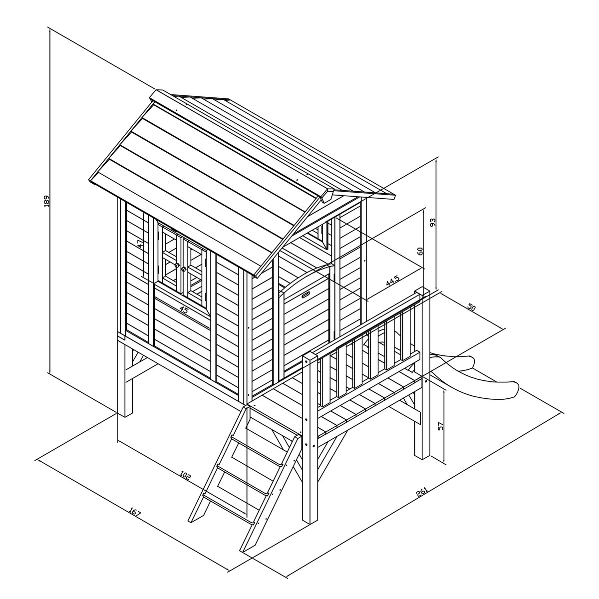 AXI Kinderspielhaus Lodge XL schwedenrot mit Rutsche weiß