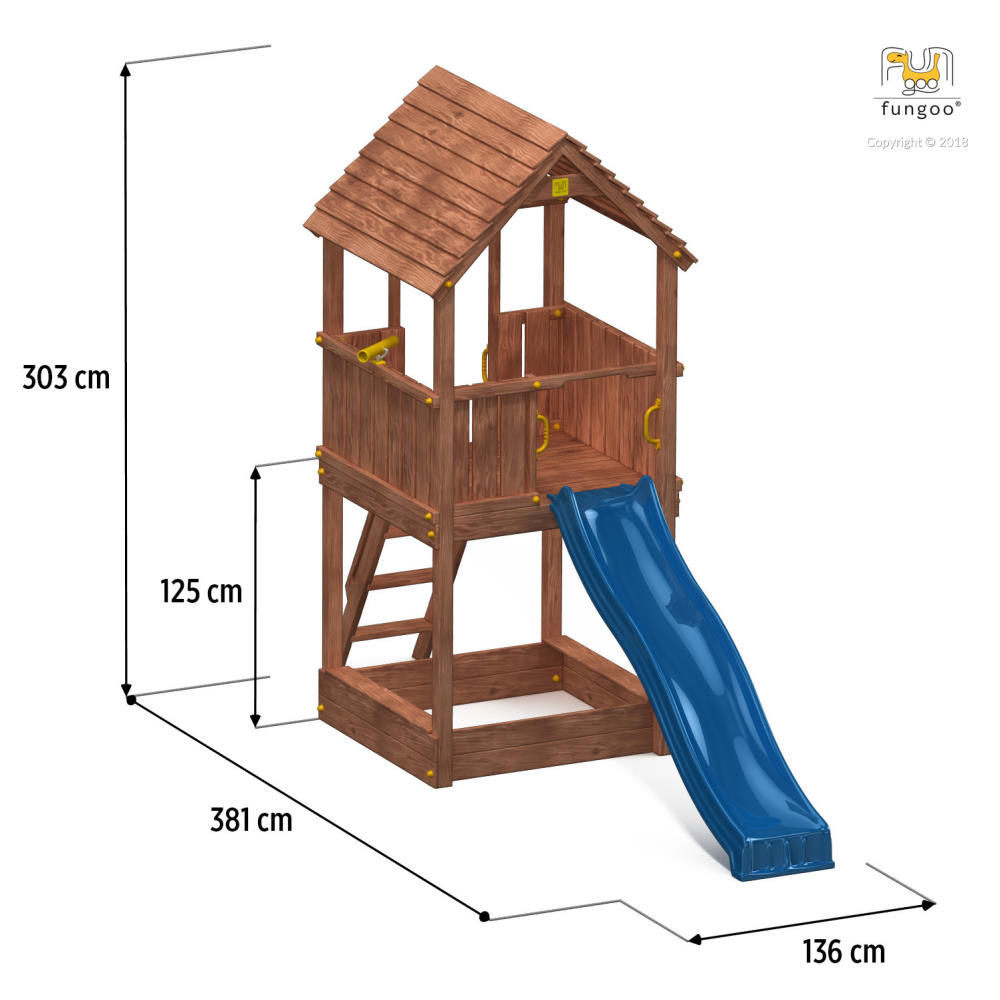 Fungoo Spielturm JOY, teak-farben lasiert