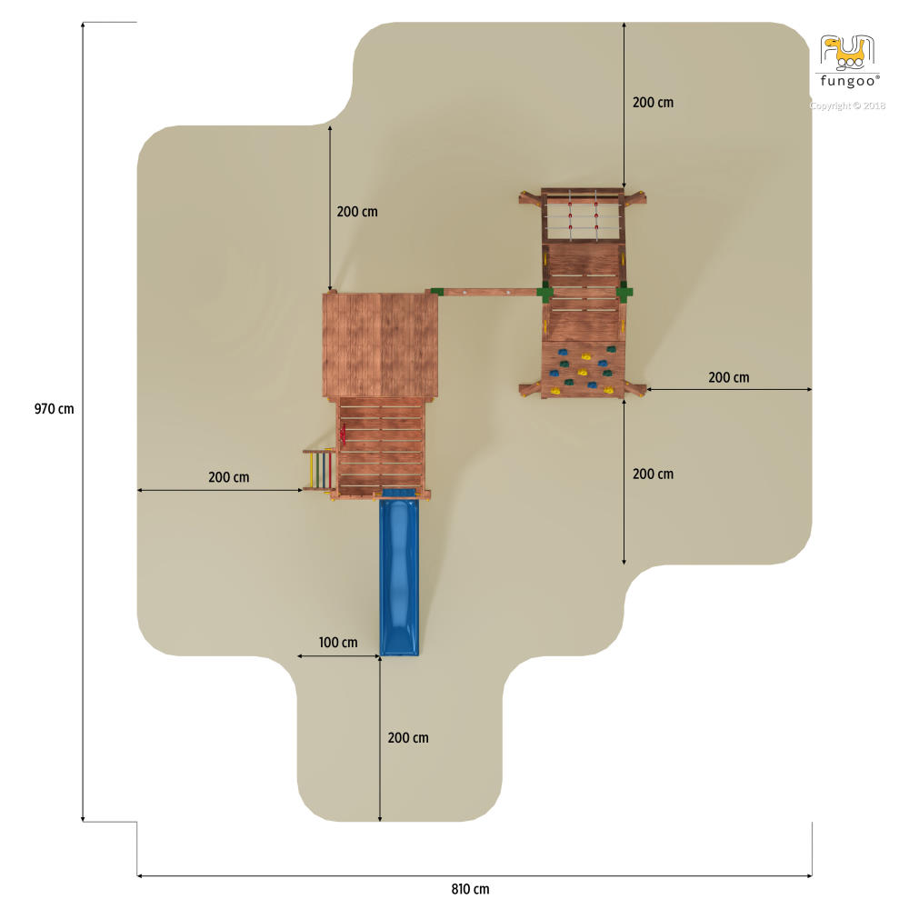 Fungoo Spielturmset My HOUSE SPIDER+, teak-farben lasiert