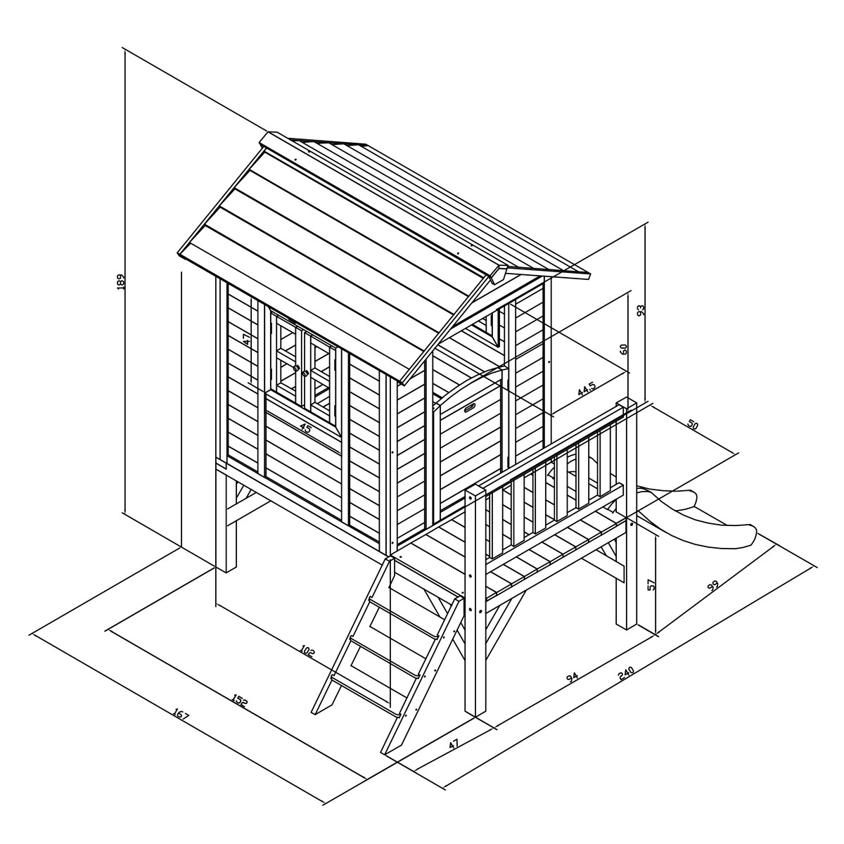 AXI Kinderspielhaus Lodge XL karibikblau mit Rutsche grau