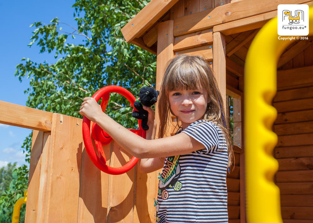 Fungoo Spielturmset My HOUSE SPIDER+, teak-farben lasiert