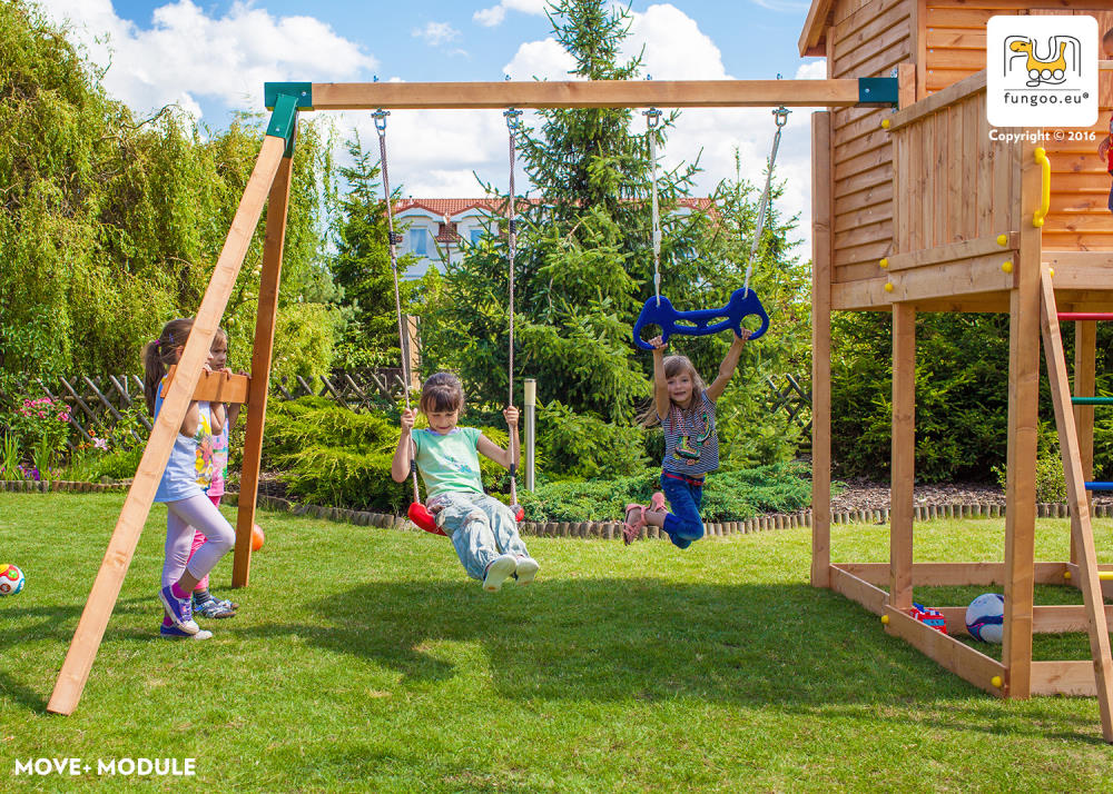 Fungoo Spielturmset My SPACE XL MOVE+, teak-farben lasiert