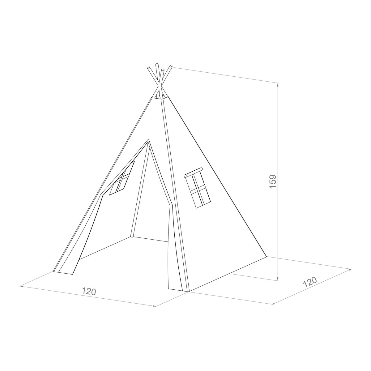 Kinder-Tipi Alba, Spielzelt grau